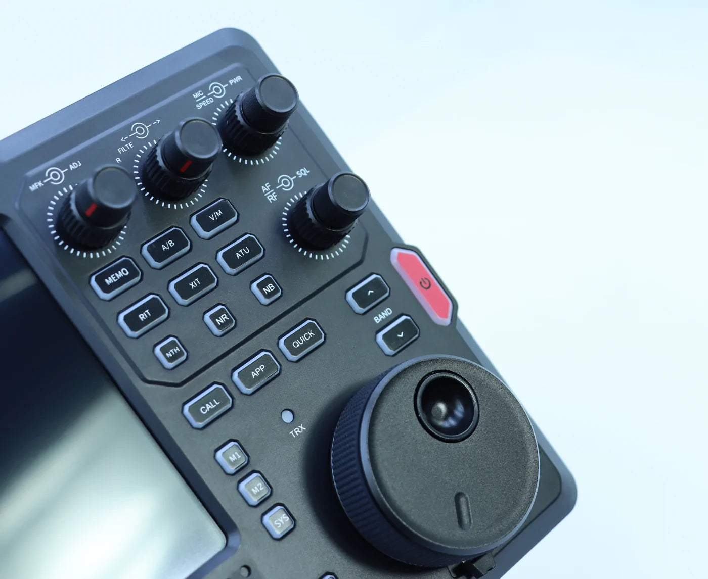 Close view of the G7250 S800M physical controls and tuning wheel