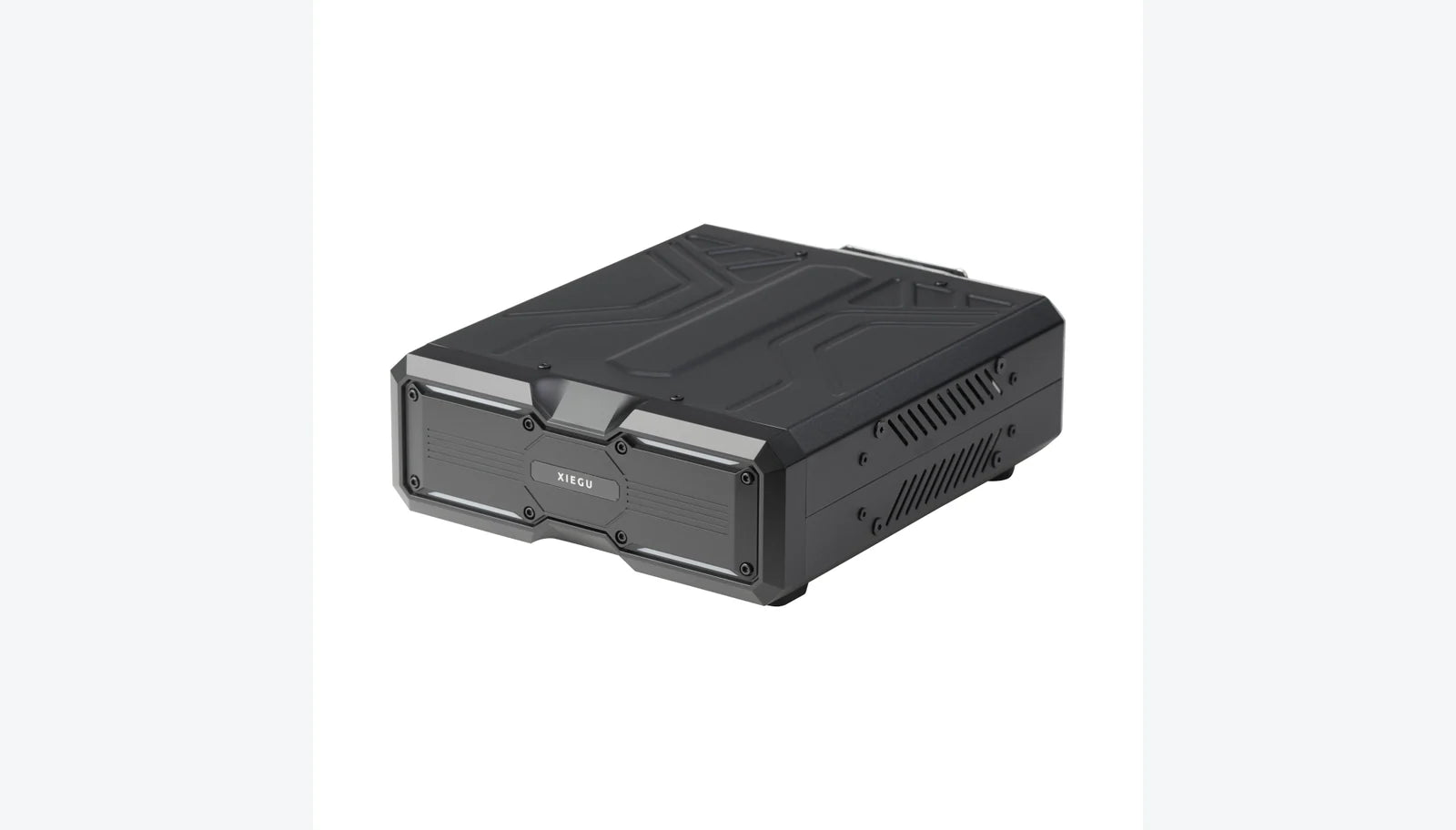 Three-quarter view of the Xiegu G7250 main RF unit and ventilated chassis